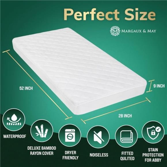 Crib Mattress Protector Pad - Ultra-Soft Waterproof Breathable Premium Bamboo - Picture 4 of 6